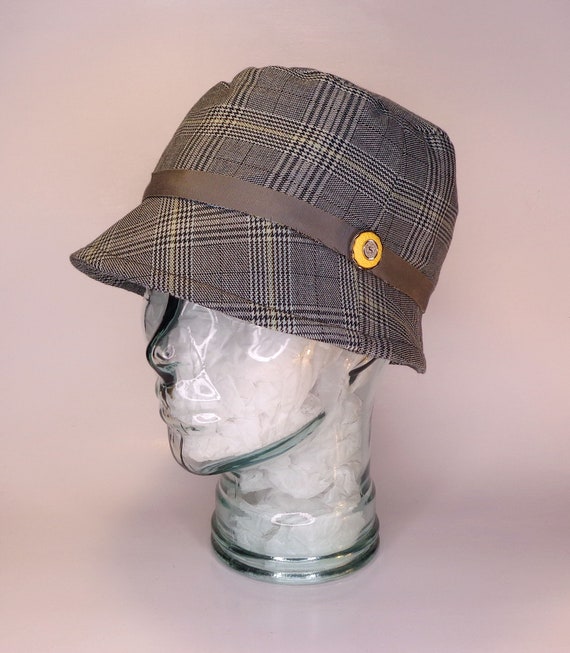 The Tourist Hat, Crushable Hat, Wool Hat, Bucket Hat, Winter Hat, Travel Hat,  Gray Hat, Grey Hat, Plaid Hat, Small Hat 7 56 Cm 