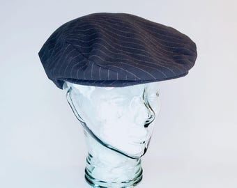 Handmade Wool Blend Flat Cap: Mens Newsboy Golf Hat