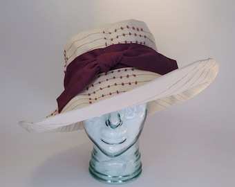 Handmade Cotton Garden Party, Adjustable Wide Brim Sun Hat, Vintage Style Summer Beach Hat