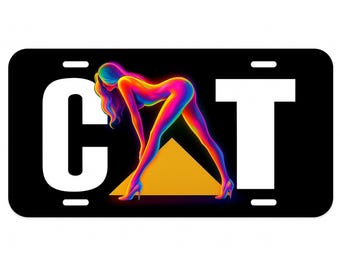 CAT Caterpillar Rainbow Gradient License Plate - Sexy Girl Vanity Plate
