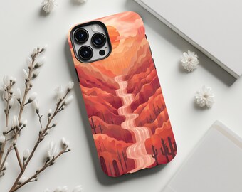 Rustic Boho Sunset Phone Case for iPhone 15 Max 14 13 12 11 Mini XR, Western Landscape Case for Pixel 8 7 6 Pro, Samsung Galaxy S24 Plus