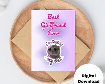 Sad Hamster Tiktok Meme - Printable Card - Best girlfriend card - 5x7" card - High quality pdf - instant download - greeting card