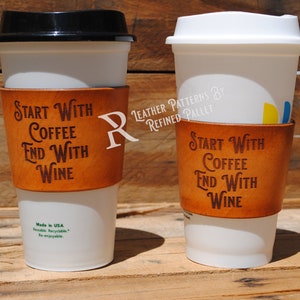 Leather Coffee Cup Sleeve Digital Pattern, Printable PDF image 2