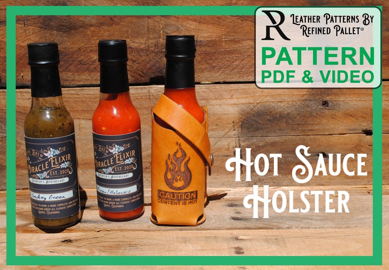 Leather Hot Sauce Holster Digital Pattern, Printable PDF image 1