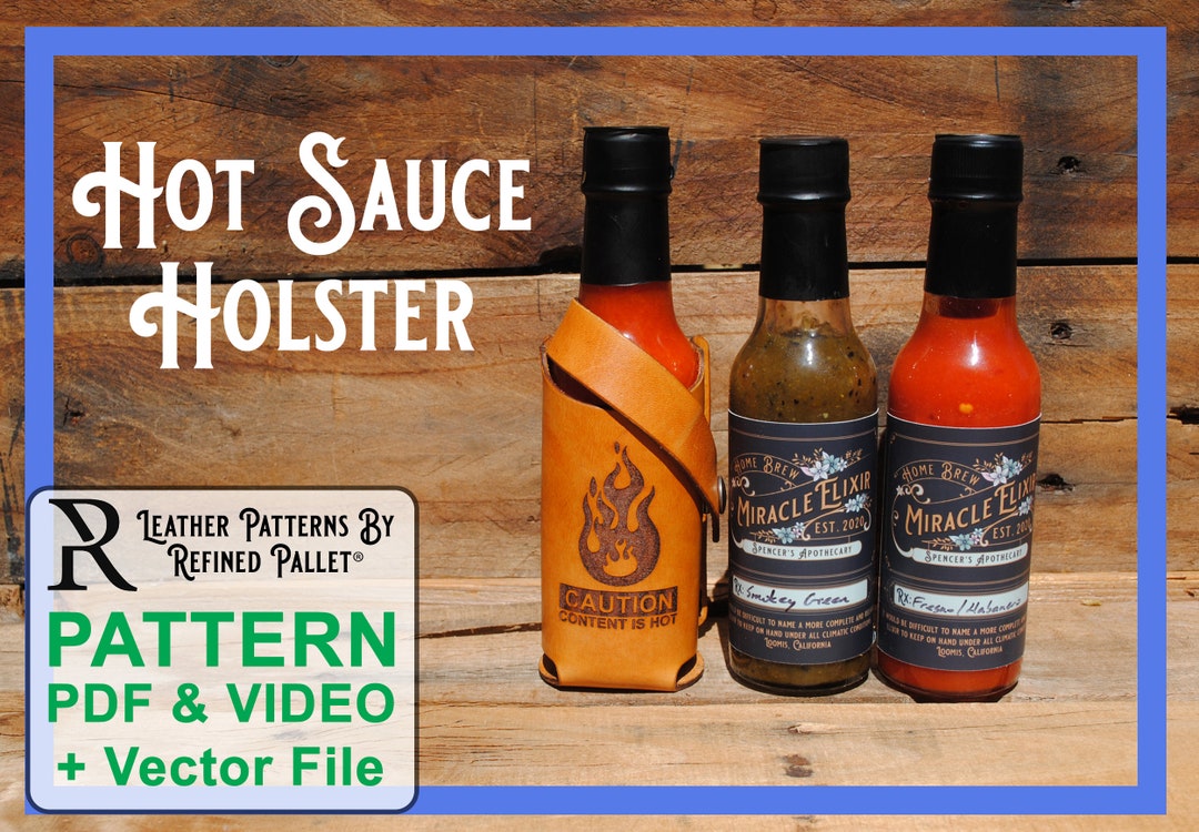 Leather Hot Sauce Holster Digital Pattern, Printable PDF & Vector Files