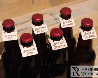 Custom Wedding Set - Leather Beer Bottle Labels - Reusable