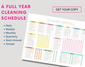 Editable Cleaning Schedule, Editable House Planner, Printable Chore Chart, ADHD Cleaning Checklist