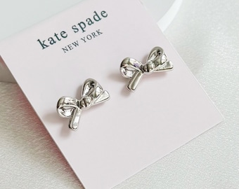 Kate Spade Butterfly Ribbon Butterfly Bow Silver Color Earrings