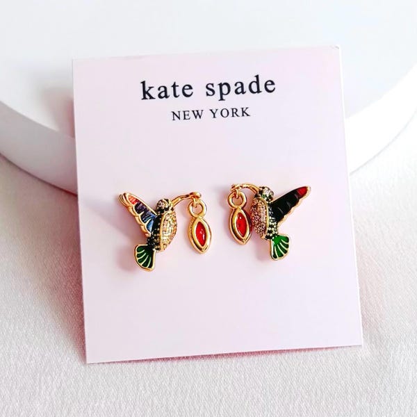 Kate Spade Kolibri Rot Ohrstecker Geschenk für Sie