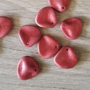 Rose Petal Pressed Czech Glass Beads - Larger Size 14x13mm - Dark Rose Pink - Suede Metallic Finish - Choose Quantity
