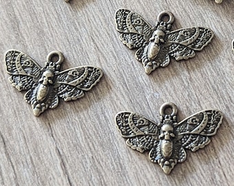 10 Pcs Small Bronze Moth Charms 20mm