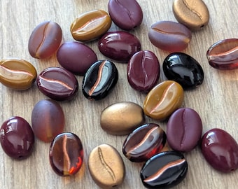 24 Pcs Coffee Beans Mixed Color Set Czech Glass Beads - 11mm