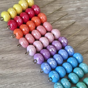 20 Pcs Ceramic Rondelle Spacer Beads 5x8mm - Green Blue Pink Red Lilac Aqua Rainbow