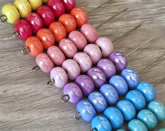 20 Pcs Ceramic Rondelle Spacer Beads 5x8mm - Green Blue Pink Red Lilac Aqua Rainbow