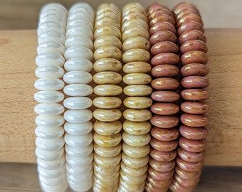 50 Pcs 6mm Disc Spacer - Warm Neutral Mix - Ivory Natural Golden Pinkstone -  Czech Pressed Glass Beads - Full Strand