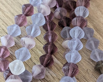 12 or 24 Beads - Purple Mix Frosted Matte Lantern Beads - Czech Pressed Glass Bicones - 10mm