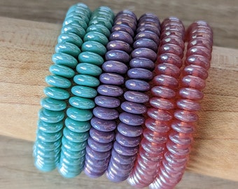 50 Pcs 6mm Disc Spacer - Pink Purple Turquoise Luster Mix - Czech Pressed Glass Beads - Full Strand