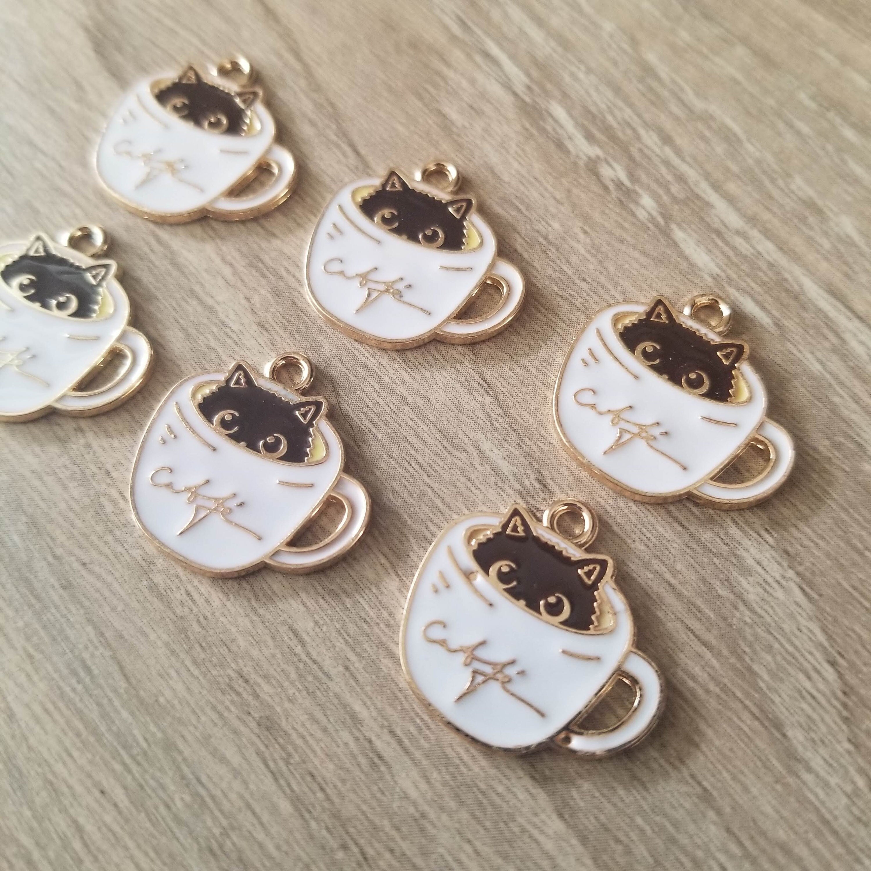 20 pcs Gold Plated Enamel Flower Cat Charms Pendant for Jewelry Making  Necklace Bracelet Earring and Slime DIY Jewelry Accessories Charms (M451)