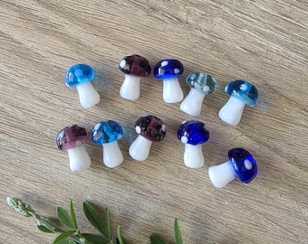 Pilz Fliegenpilz Glasperlen - Blau und Lila Mix - 10 x 13 mm