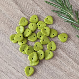 25/50/100 Pcs Chartreuse Small Leaf Beads Czech Glass Bright Green Wasabi Gaspeite Opaque 9mm image 2