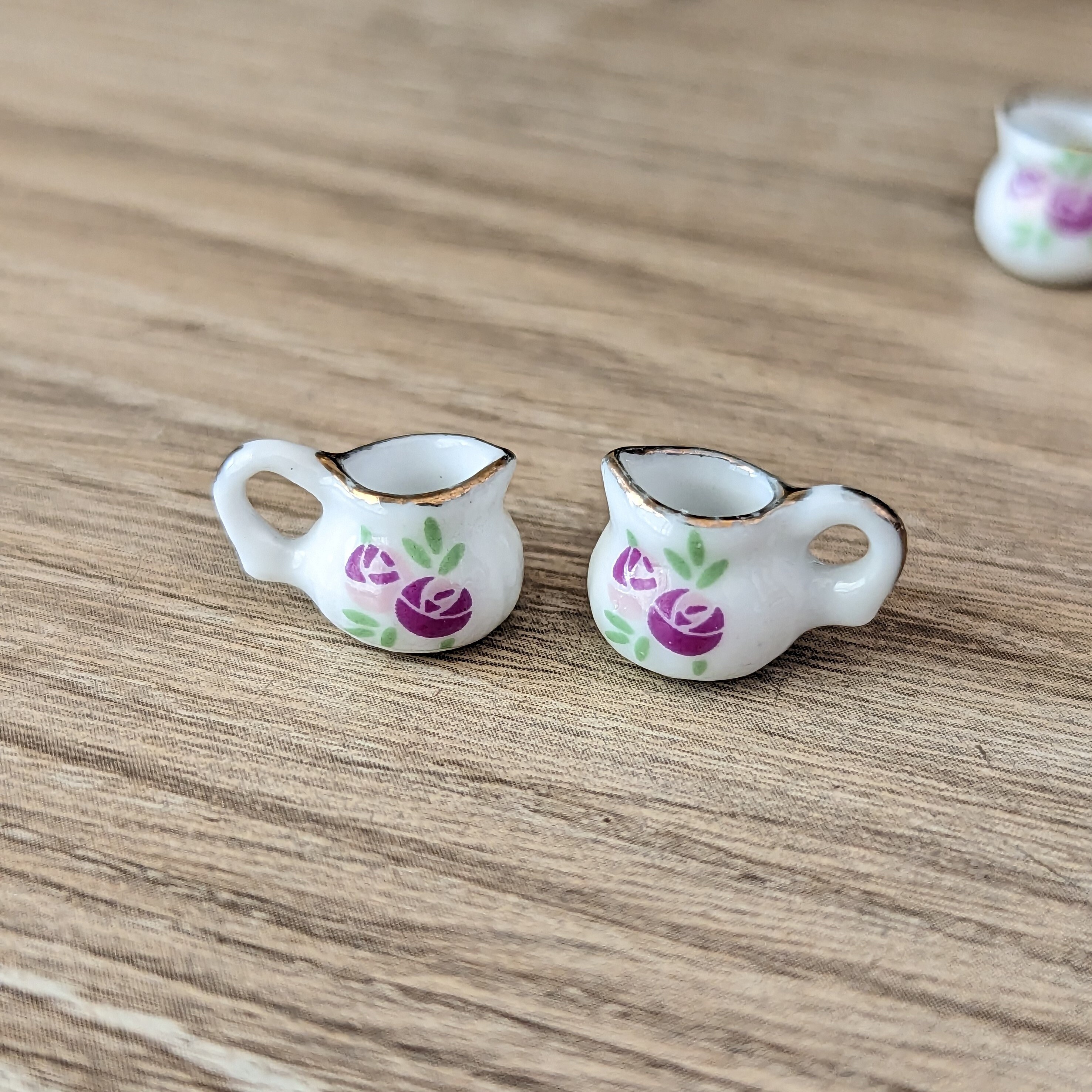 Pattern For Miniature Pitcher 2+ Pcs Ceramic Cream Pitcher Purple Rose Floral Pattern - Miniature Tea ...