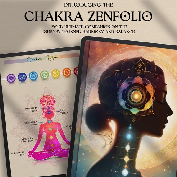 Digital Chakra Zenfolio, Chakra Themed Journal, Chakra Planner, Zen Vibes, Yoga Poses, Notes, Mandala Coloring Pages, Chakra Worksheets