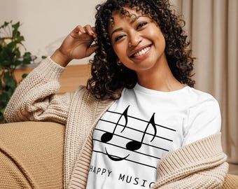 Happy Music Womens Relaxed T-Shirt