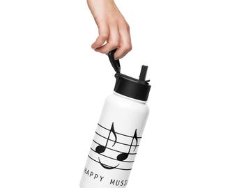 Happy Music Stainless steel water bottle with a straw lid