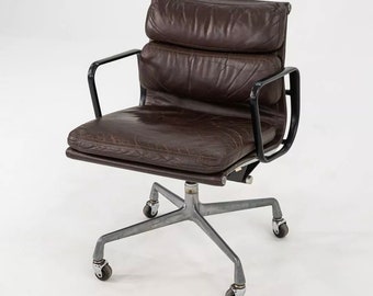 1982 Eames Herman Miller Soft Pad Management Desk Chair Brown Leather 2x Avail