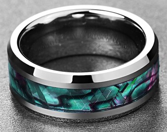 Aqua Tungsten ring, blue tungsten ring, blue ring, ocean ring, tungsten ring, tungsten, aqua ring, wave ring, ocean ring, silver ring
