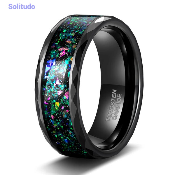 Colorful crystal ring, Nebula Ring, Space Ring, Galaxy Ring, Blue Ring, Green Ring, Unique ring, Ring for men,8mm ring, 8mm tungsten ring,