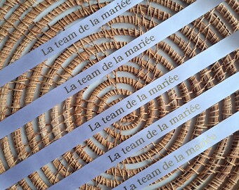 Satin ribbon bracelet for bachelorette parties, customizable wedding