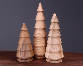 Handmade wooden Christmas trees set, hand turned wooden Christmas tree, Made in Ukraine wooden new year tree, handmade christmas decorations
