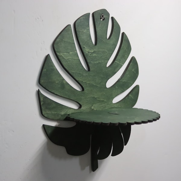 Vintage Style Wall Shelf, Shelf Country House Style, Mountain House Decor, Wooden Shelf, Display Shelf Victorian Modern Monstera Leaf Design