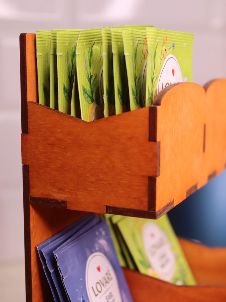 Personalized Wooden Tea Bag Organizer, Tea Bag Rack Ply Shelf Holder ...