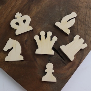wooden chess pieces. double craft shape ply entertainment handmade handcraft handicraft coloring hand king pawn knight queen bishop rook