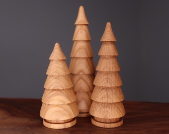 Beautiful three hand turned wooden Christmas trees, handmade wooden Christmas tree, Made in Ukraine wooden new year Christmas tree shaped