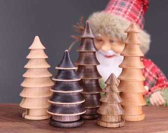 Beautiful five hand turned wooden Christmas trees, handmade wooden Christmas tree, Made in Ukraine wooden new year Christmas tree shaped