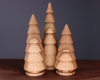 Beautiful three hand turned wooden Christmas trees, handmade wooden Christmas tree, Made in Ukraine wooden new year Christmas tree shaped