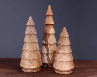 Handmade wooden Christmas trees set, hand turned wooden Christmas tree, Made in Ukraine wooden new year tree, handmade christmas decorations