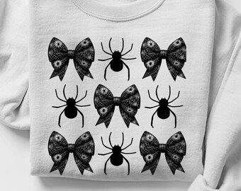 Coquette Bows Halloween PNG Spiders and Bows Coquette Halloween Clipart Halloween Sublimation Spooky Season Spider Shirt Spider Clipart
