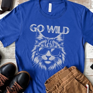 Wildkatzen Shirt Cooles Wildkatzen Maskottchen T-Shirt Unisex Jersey Kurzarm T-Shirt Retro Stil Grafik Zurück zu Schule Lehrer Shirt