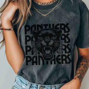 Panthers Shirt Retro Panther Mascot Comfort Colors Panther Shirt Retro Style Graphic Back to School Teacher Shirt Panther School Spirit Wear