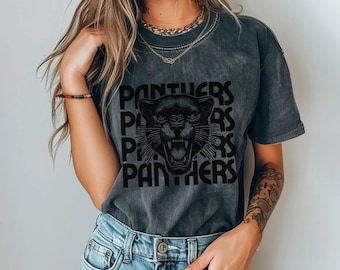 Panthers Shirt Retro Panther Mascot Comfort Colors Panther Shirt Retro Style Graphic Back to School Teacher Shirt Panther School Spirit Wear