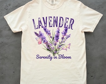 Camiseta retro de lavanda de los años 90, camiseta gráfica retro de colores cómodos de la floristería, camiseta comercial retro botánica, camiseta de granja de lavanda, tienda de flores