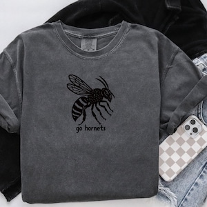 Go Hornets Retro Block Print Hornet Comfort Colors Hornets Mascot Tee Hornet Shirt Hornets Teacher Back to School First Day of School Tee