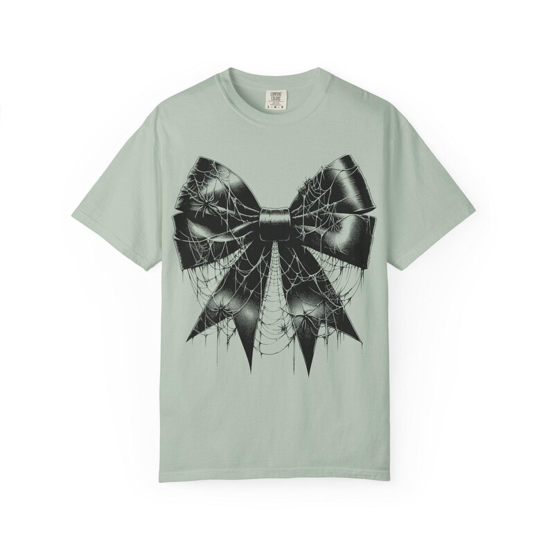 Coquette Halloween Comfort Colors Spider Web Shirt Spooky Season Halloween Shirt Goth Bow Shirt Scary Spider Shirt Fall Shirt Spider Tee image 7