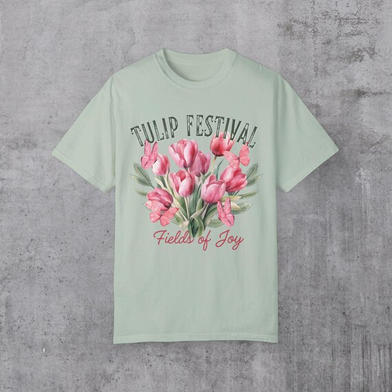Tulip Festival Retro 90s Tee Shirt Comfort Colors Flower Shop