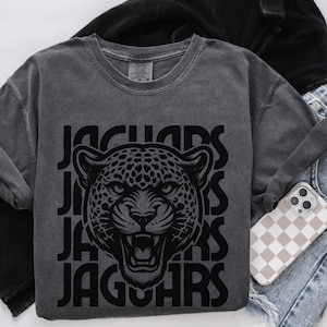 Jaguars Shirt Retro Jaguar Mascot Comfort Colors Jaguar Shirt Retro Style Graphic Back to School Teacher Shirt Jaguars School Spirit Wear image 1