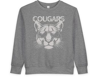 TODDLER Cougars Mascot Crewneck Gameday Sweatshirt Cougar Shirt Cougars Sweatshirt Cougar Mascot Shirt Cougars Crewneck Cougar Football